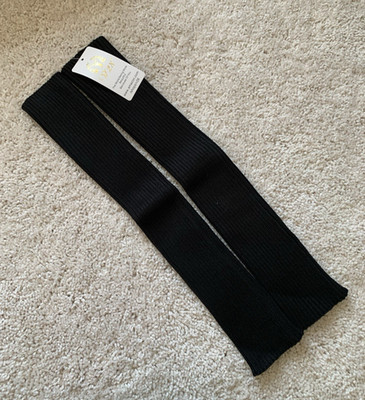 Women's Black Ribbed Stretch Leg Warmers 1 pair 80's Dance Winter Footless Socks