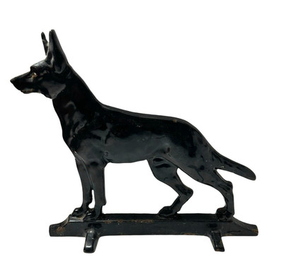 ANTIQUE WORLD RADIO DAVISON CAST IRON GERMAN SHEPHERD DOORSTOP DOG ~ 14'' x 12.5''