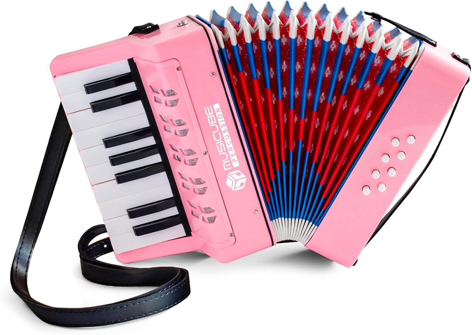 Accordion Instrument for Kids Professional 17 Keys 8 Bass Accordion with Straps