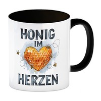 Honig Im Herzen Kaffeebecher In Schwarz Herz Honigwaben