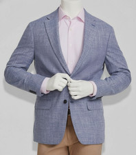 Tommy Hilfiger Men's Blue Modern-Fit Notched Lapel Sport Coat Jacket Size-44S