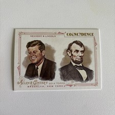 2014 JOHN F KENNEDY ABRAHAM LINCOLN TOPPS ALLEN GINTER COINCEDENCE CARD #AGC-01 
