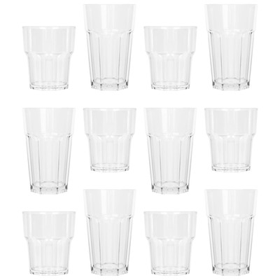 12 Stück Wiederverwendbare Kunststoff Becher & Longdrinkgläser Set Wein Party Trinkbecher