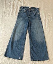 Citizens of Humanity Lyra High Rise Wide Leg Jeans 27 Blue Raw Hem