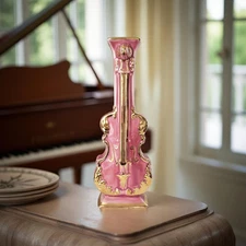 Vintage Goldra Pink Luster Violin Vase Wall Pocket 1950s East Palestine OH USA
