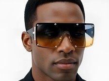 Oversized Square Sunglasses Men Metal Frame Vintage Sun Glasses Fashion Designer