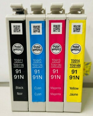 New Genuine Epson 91 91N Black Color 4PK Ink Cartridges Stylus C90 CX5500