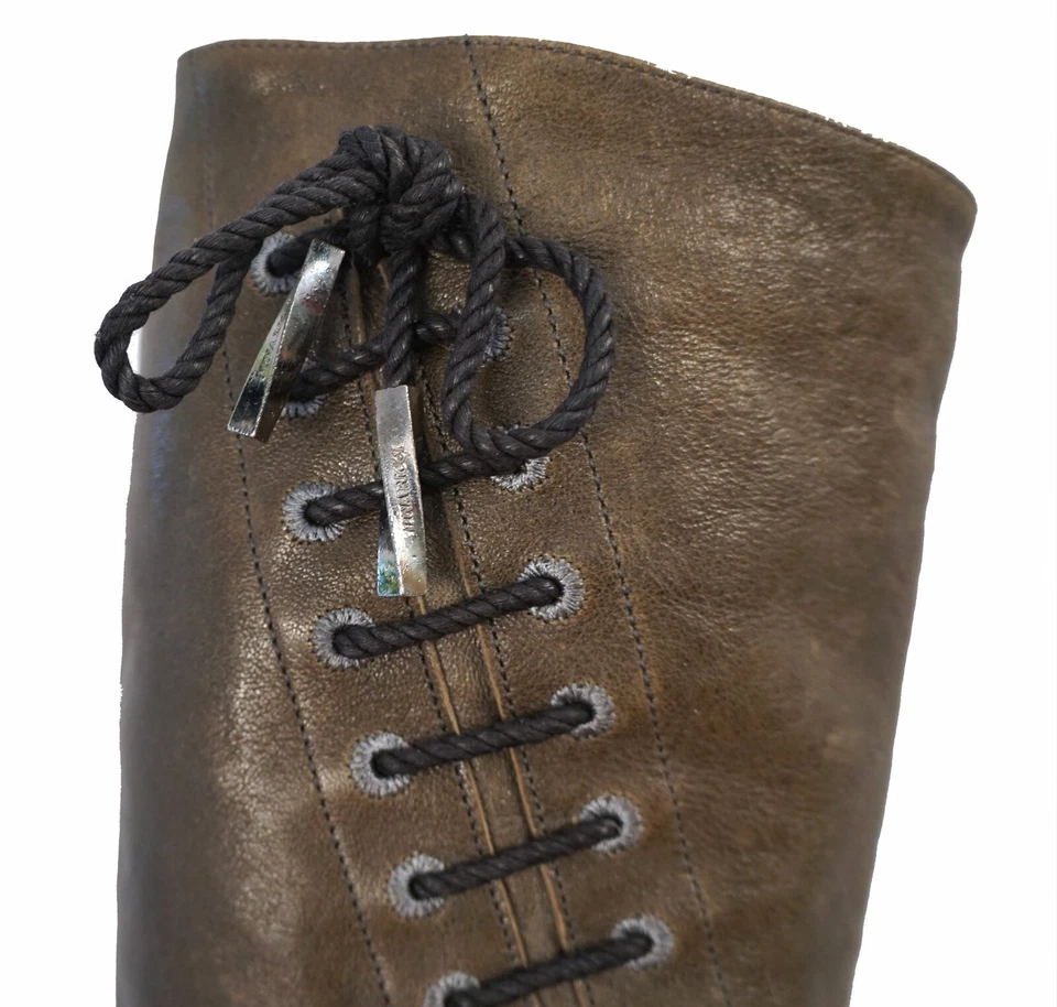 NINA RICCI 37,5 спираль кружевной Loden серый зеленый искусственно состаренная кожа сапоги 7 - Изображение 4 из 4