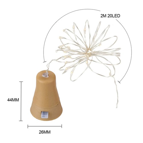 20 LED Solar Wine Bottle Cork Shaped String Fairy Lights Night Lamps Xmas Decor - Picture 3 of 15
