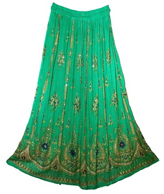 Plus Size 3X/4X/5X/6X Indian Ethnic Sequin Maxi Floral Skirt For Women Boho