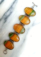 SPETTACOLARE ANTICO BRACCIALE IN FLUORITE E ARGENTO ANNI SETTANTA.