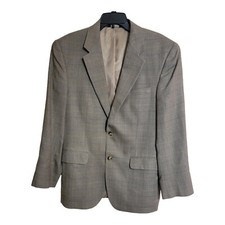 Jos A Bank Plaid Blazer 41R Sport Coat Silk Wool Jacket Blue Brown Gray