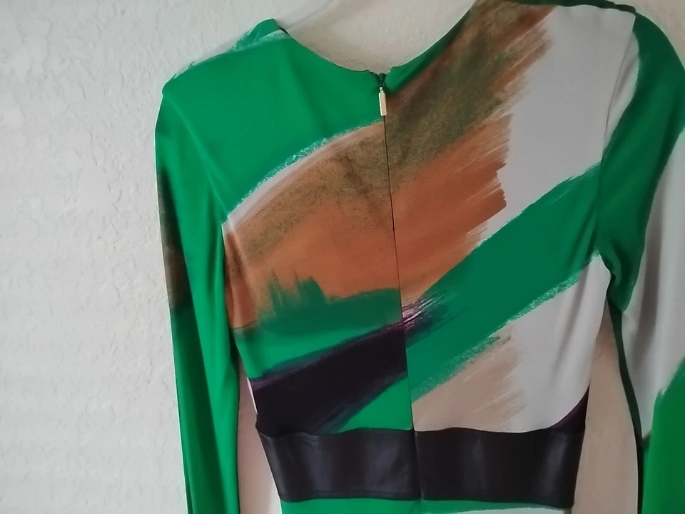 Vestido Jersey Gianni Versace Vintage Alta Costura Seda con Cintura de Cuero Foto 3 de 4