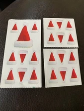 *3 SQUARES VINTAGE RARE PAPER HOUSE STICKERS - CHRISTMAS SANTA HATS - 25 PCS