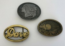 3 VINTAGE BELT BUCKLES 1970'S LOT