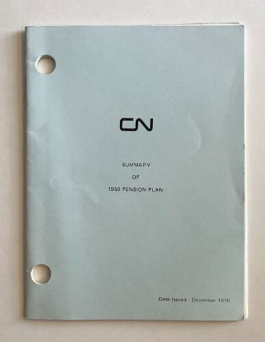 CN Rail Summary of 1959 Pension Plan Employee Brochure - Vintage Railway - Picture 1 of 3