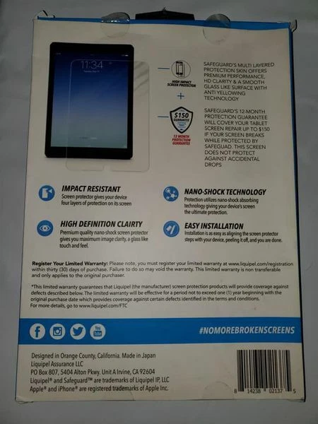 Apple ipad mini 1/2/3 Nano Shock Liquipel Table Protection Technology easy insta - Image 2 of 2