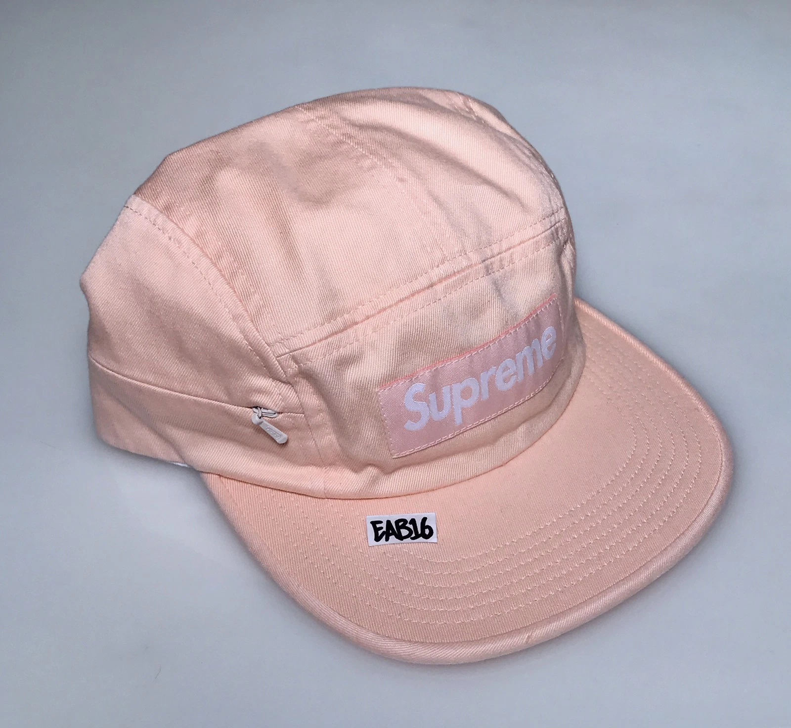 Chapeau de camp zippé latéral suprême casquette pêche légère boîte logo bogo FW17 taille unique rose