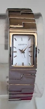 Women's GENEVA Silver Finish Bangle Cuff Dressy Casual Fashion Watch
