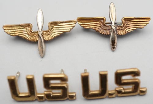 WWII Army Air Forces Pilot Wings & U.S. Officer Insignia Pins Sets by Amcraft