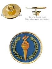 Laurel And Victory Torch (A) 26mm Metal Lapel Domed Pin Badge