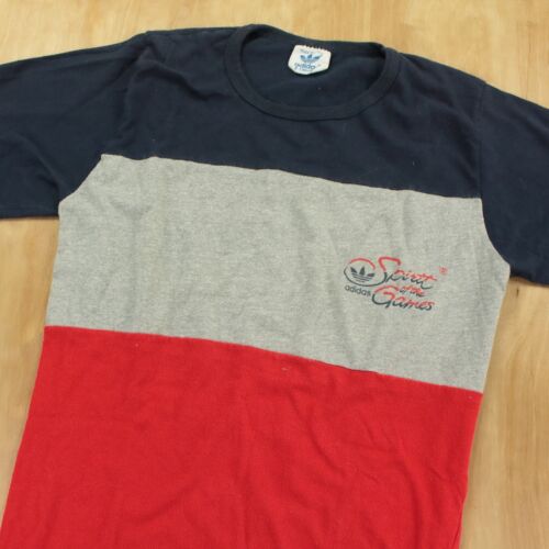 vtg 80s ADIDAS usa made Spirit of the Games t-shirt SMALL colorblock 1984 - Picture 2 of 6