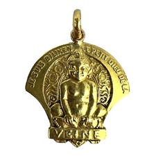 Colgante con dije de protección de buena suerte de oro amarillo de 18 quilates Biliken elf francés