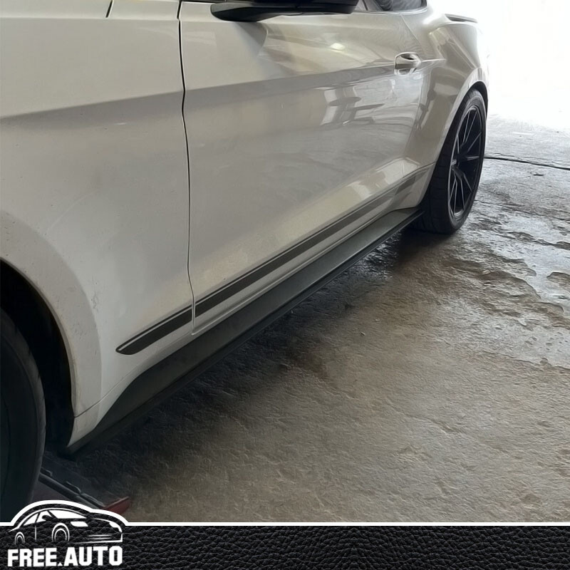 For 15-23 Ford Mustang Side Skirts OE Textured Black PP Rocker Panel Bottom Line