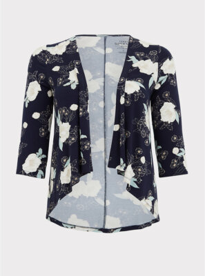 Torrid Super Soft Floral Hi Lo Cardigan Navy 5 5X #78992 | eBay