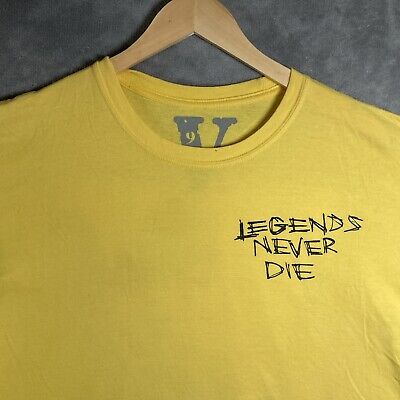 Juice Wrld x Vlone Inferno Tシャツ イエロー Juice Wrld x Vlone Inferno Legends Never Die Yellow | Depop