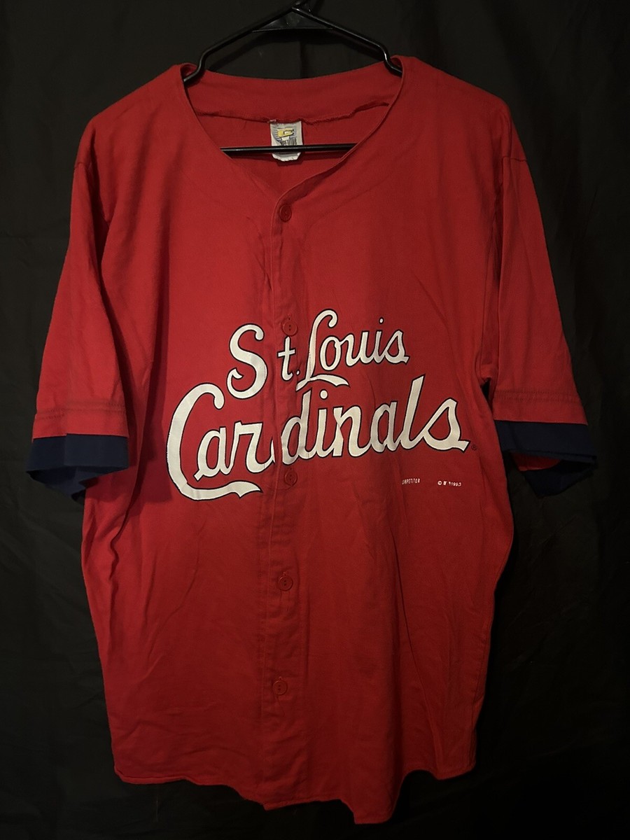 Vintage 90s MLB St Louis Cardinals Button Up Fans Red Jersey
