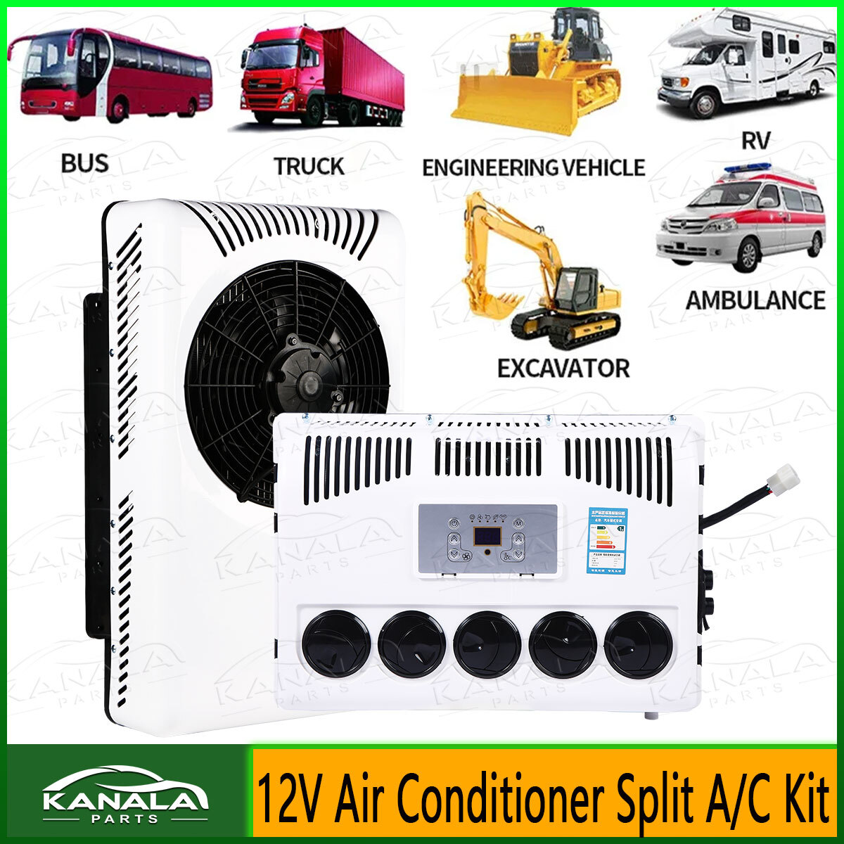 12V Universal Cab Split AC for Trucks & Buses White