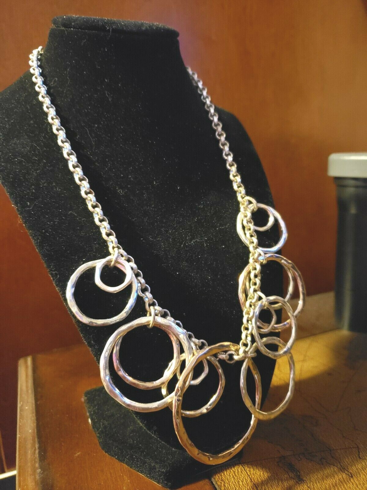 Multi Circle Necklace Silver Adjustable Length  a… - image 5