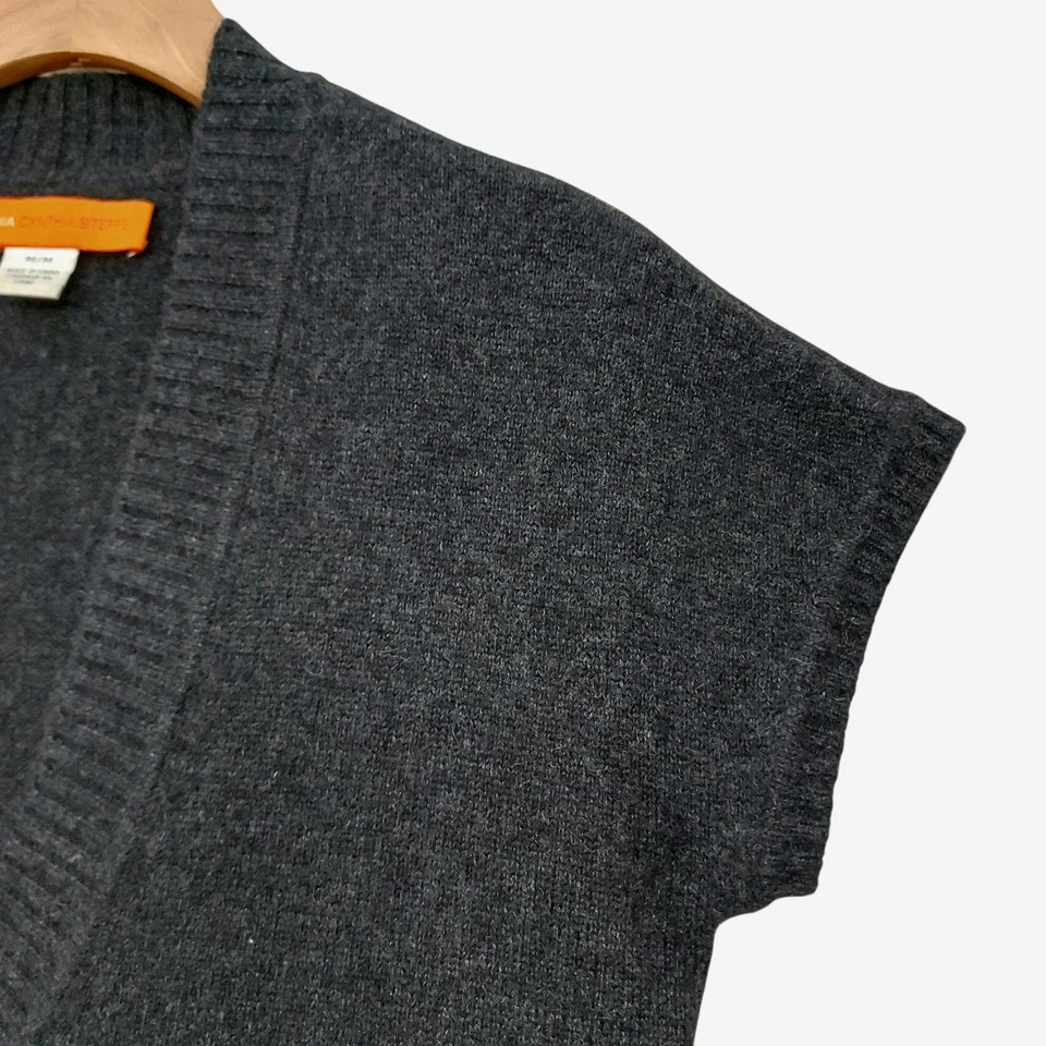 Женский кашемировый вязаный топ туника Cynthia Steffe средний серый с коротким рукавом с v-образным вырезом  - Изображение 3 из 4