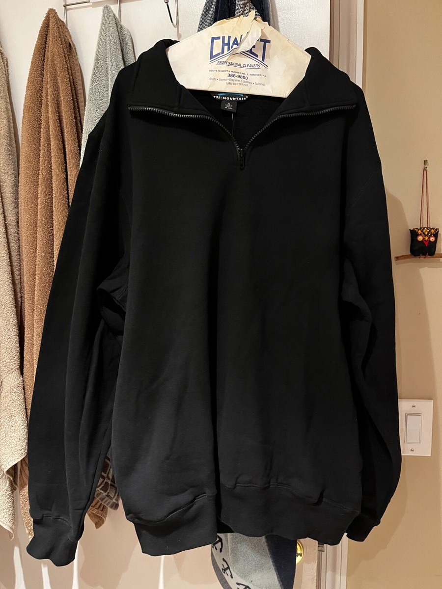 Tri-Mountain 1/4 Zip Men's Sweatshirt NWT Black Long