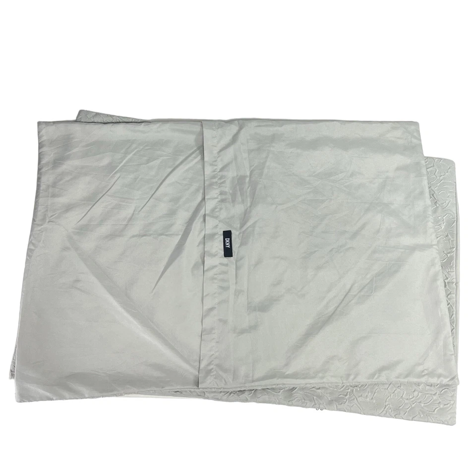 DKNY Pillow Shams Textured Gray Standard Queen Size Abstract Floral Pattern - Image 3 of 4