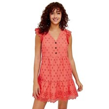 NWT Womens Petite Size 12 12P Ann Taylor LOFT Embroidered Eyelet Mini Dress