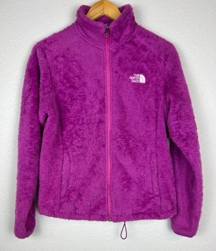 Pink fluffy north face hotsell jacket