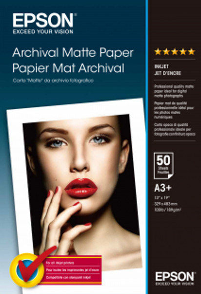 Papier photo Epson Archival Matte A3+ 189g mat pour impressions de haute qualité S041340