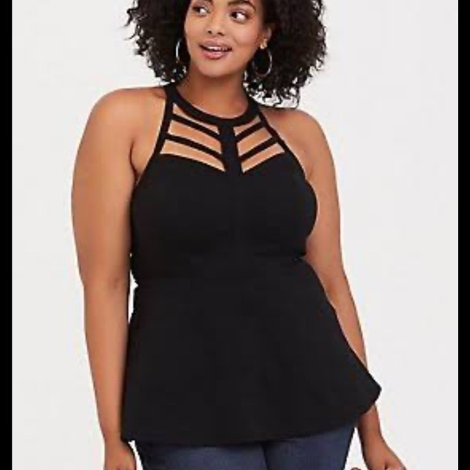 Torrid Black Highneck Cage Front Peplum Top Size 4X New with tags | eBay