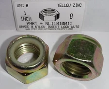 1"-8 Nylon Insert Lock Nuts Grade C (8) Steel Zinc Yellow Plated (2)