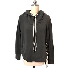 NSF Enzo Gray Lace Up Hoodie Sweatshirt Oversized Heavyweight Women  s Sz L