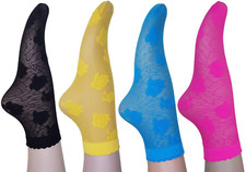 Calcetines de moda para mujer Fiorucci verde neón amarillo rosa azul negro talla 35-40 nuevos