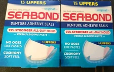 2 - TWO SEA-BOND Denture Adhesive Seals Uppers Original 15 ea