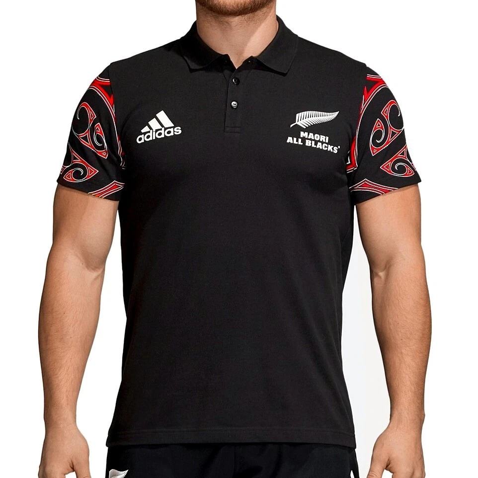 Adidas All Blacks Mens Polo Shirt Shirt Pique Rugby New Zealand Black XS S M
