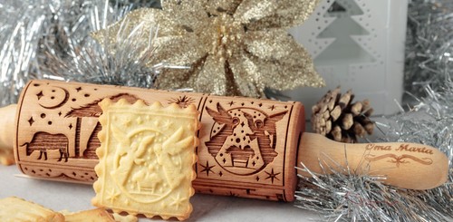Nativity Embossed rolling pin Springerle cookie Mold Press Clay Pottery Stamps - Picture 3 of 18