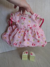 VTG American Girl Bitty Baby Strawberry Fruit Birthday Dress 2 Slices of Cake