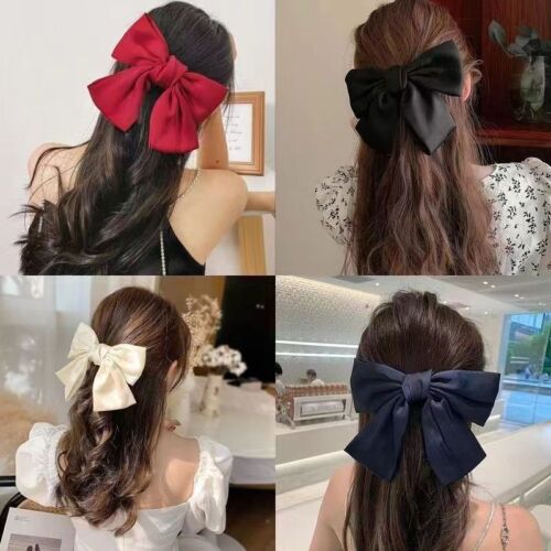 Big Bow Hair Clip Satin Barrette Hairpin Solid Color Hair Accessories For Girls - Picture 1 of 23