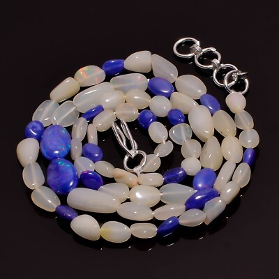 31 Ct Welo Fire Ethiopian Opal Gemstone Fancy Smooth Beads Necklace 17-18'' A3868