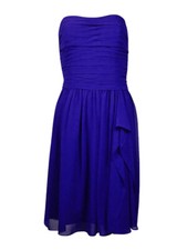 Ralph Lauren Women's Strapless Pleated Georgette Dress (14, Grey)